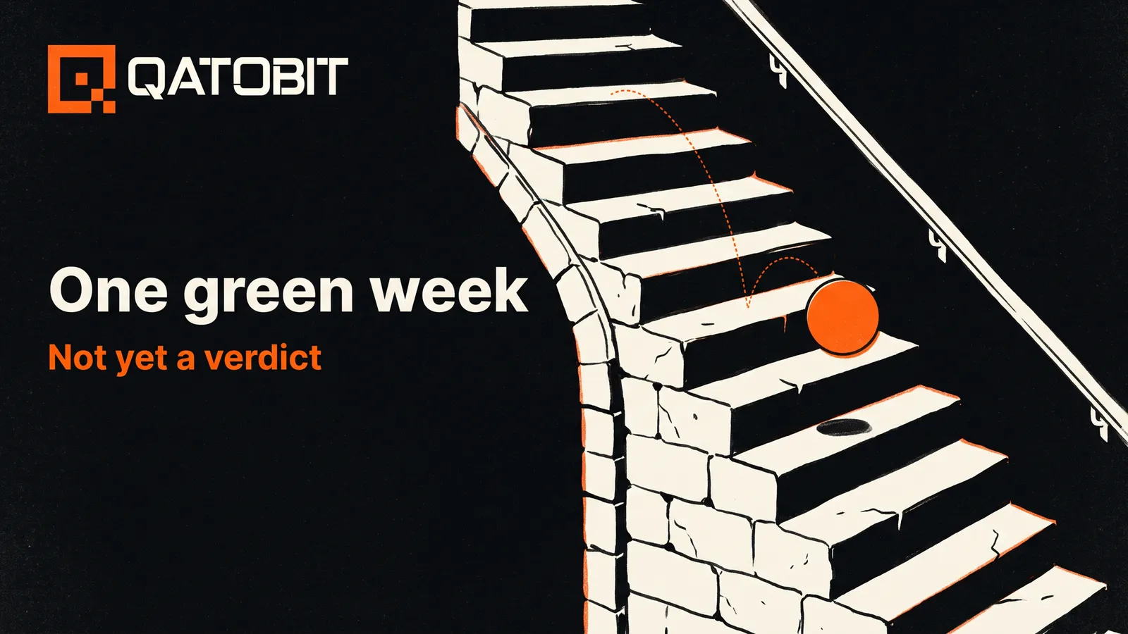 An orange ball bouncing once on a staircase that keeps descending, beside the headline One green week