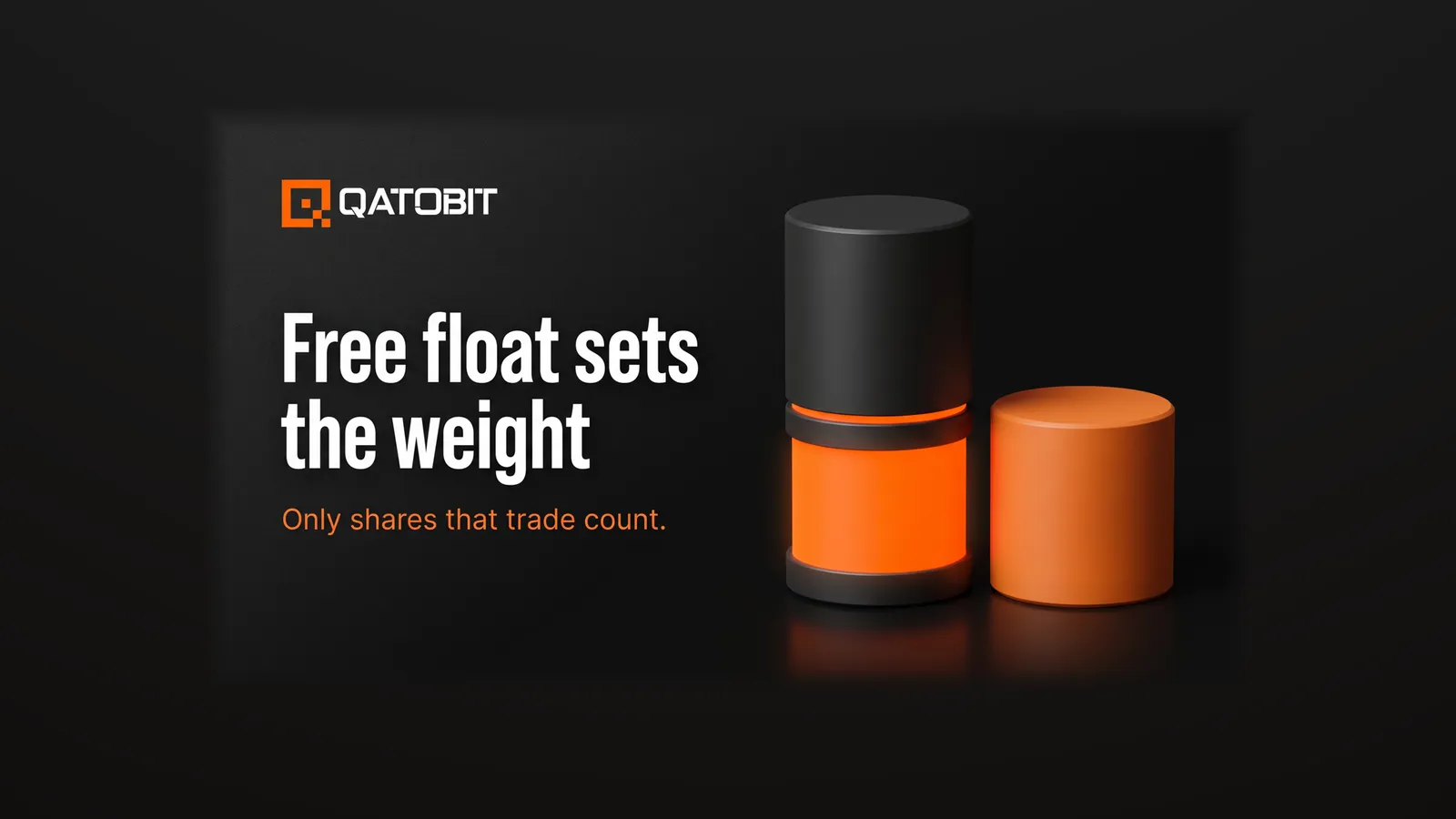 A tall matte charcoal cylinder with its lower part glowing orange and a sealed charcoal top, beside a shorter all-orange cylinder